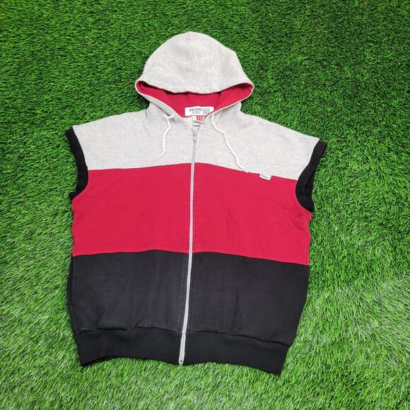 Vintage 90s Wilson Hooded Fleece Vest Women Large 22x23 Black Gray - Picture 1 of 12